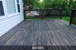 Deck cleaning and staining before